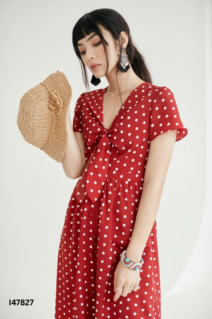 Váy đỏ ADORE DRESS chấm bi