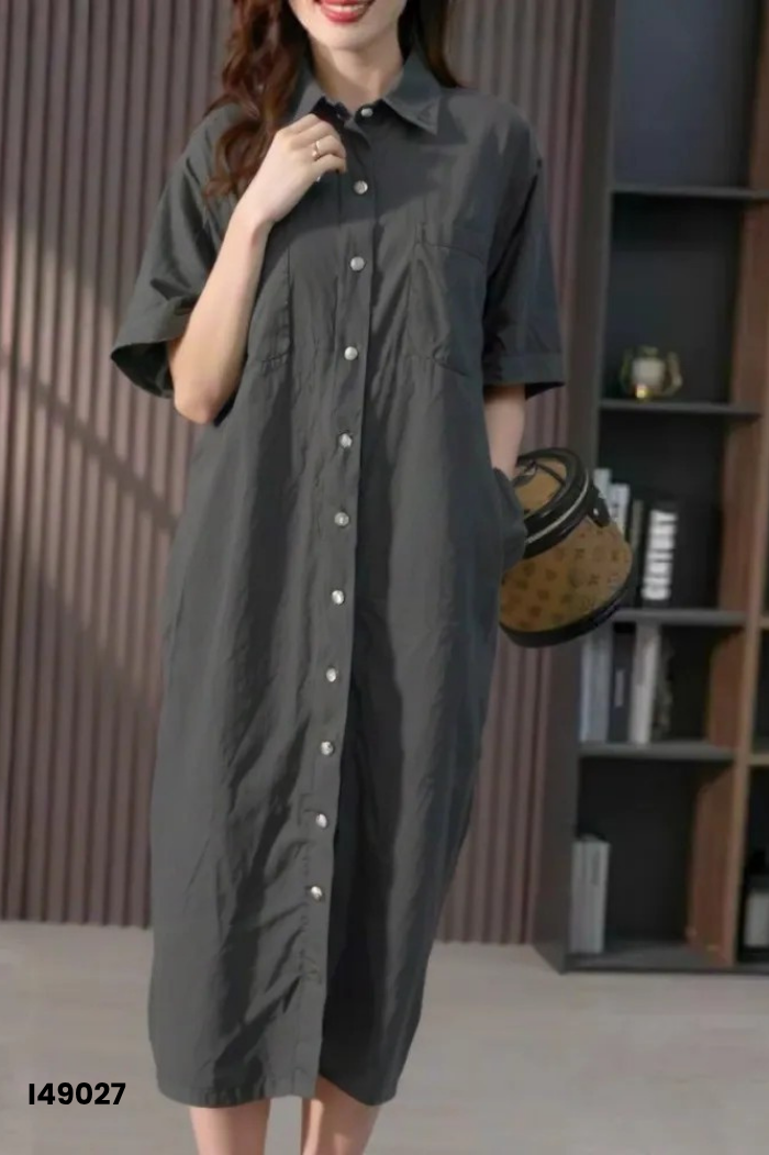 Váy sơ mi linen xanh