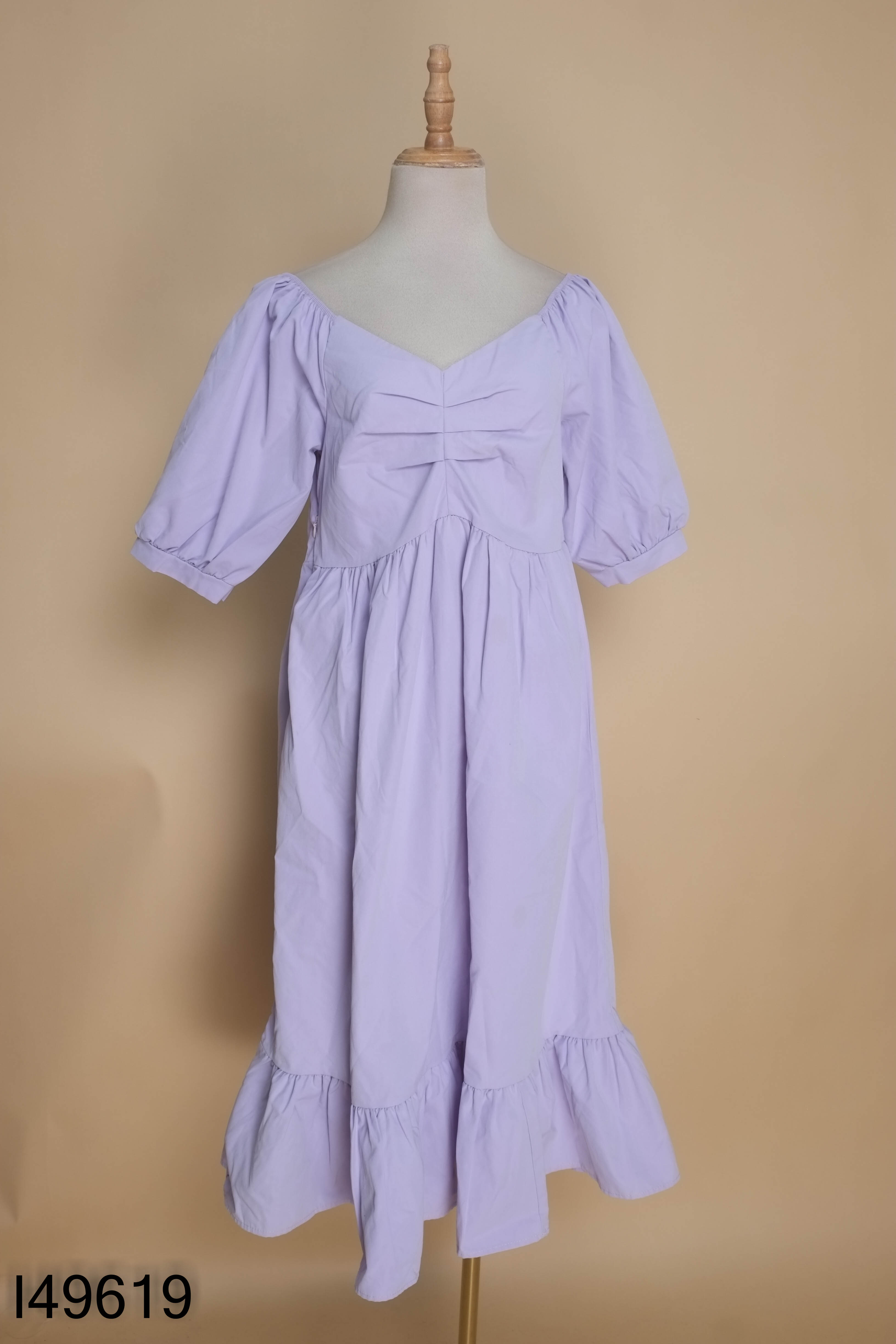 Váy babydoll tím trơn nhún lưng