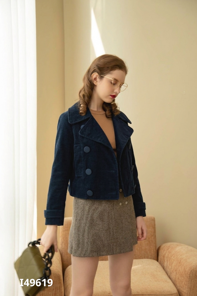 Áo khoác dạ len xanh ADORE DRESS ngắn