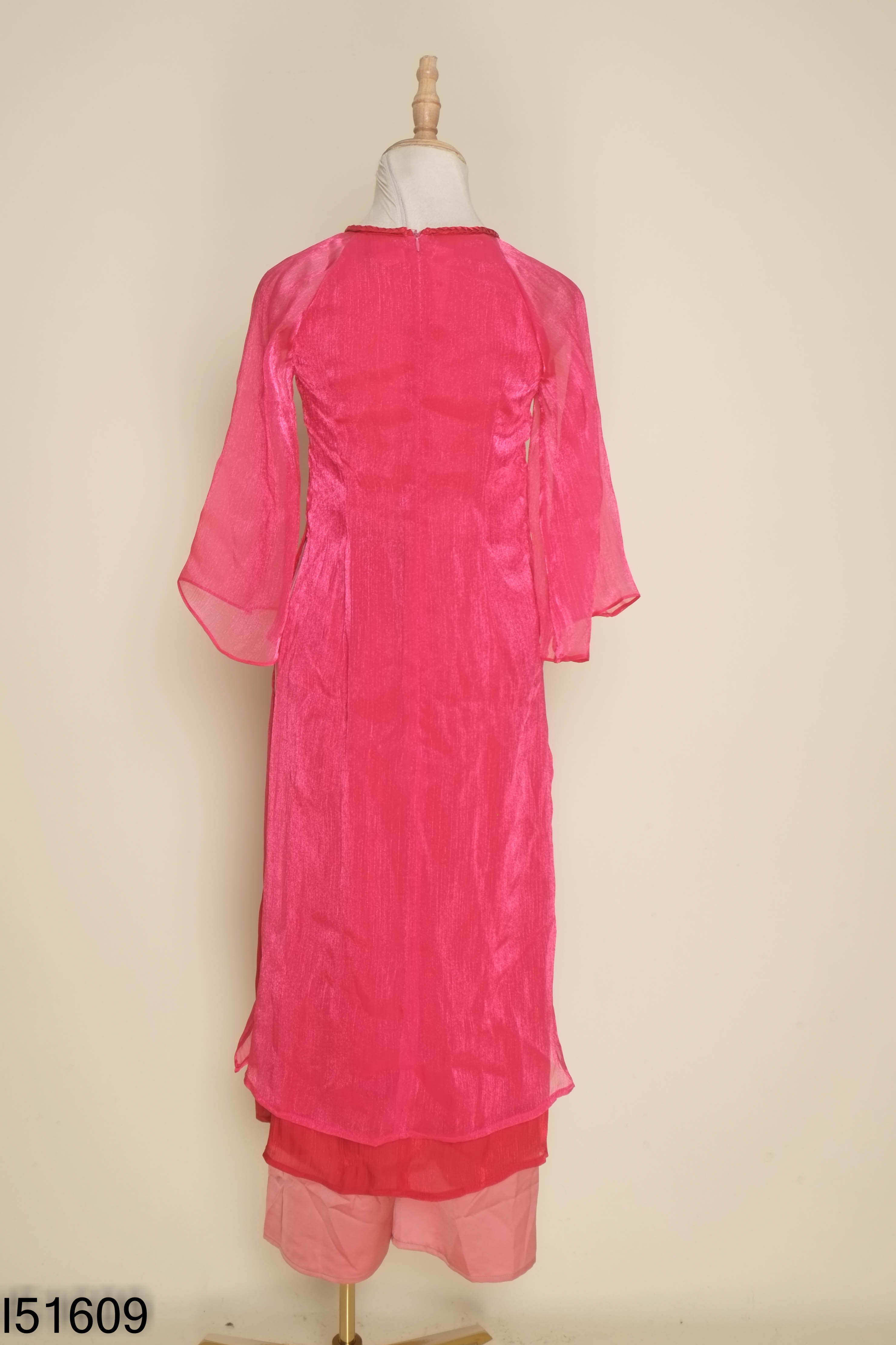 Set áo dài TWENTY FIVE organza hồng + quần lụa