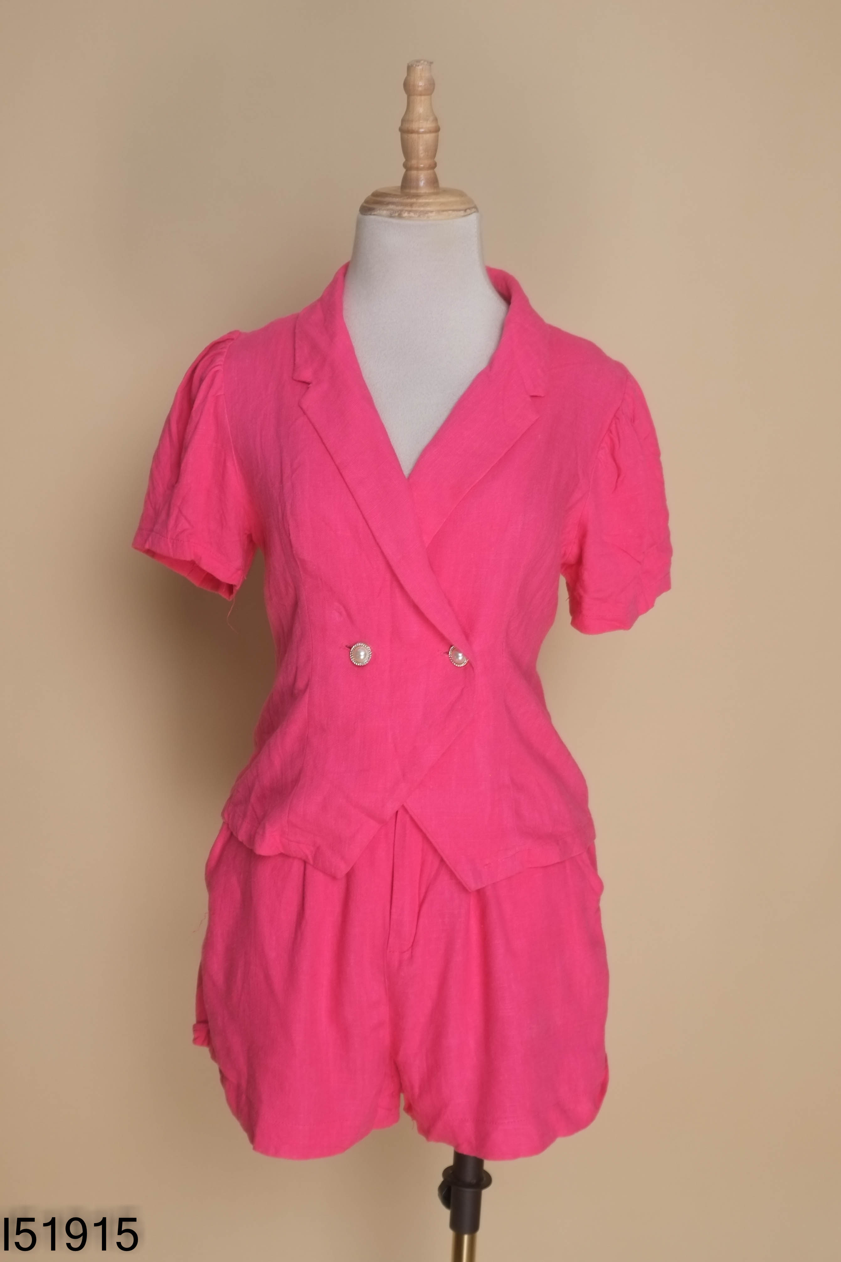 Set Áo hồng cúc ngọc + Quần shorts