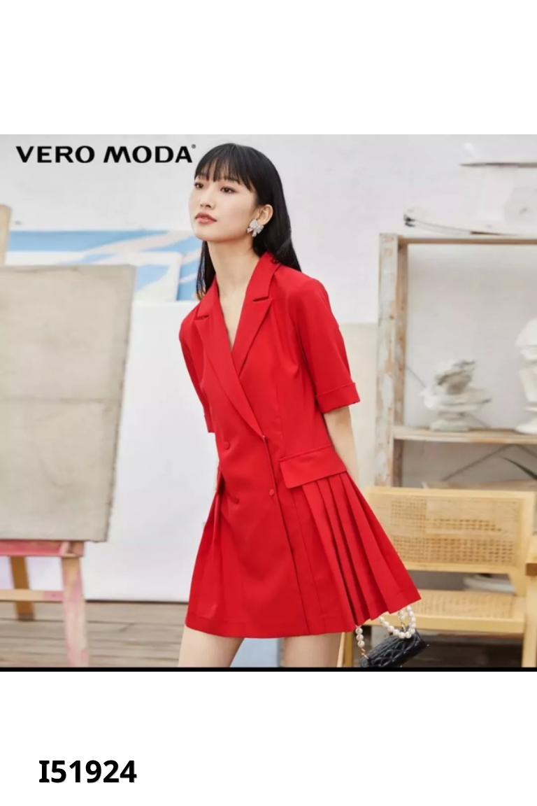 Váy đỏ VERO MODA cổ vest phối ly