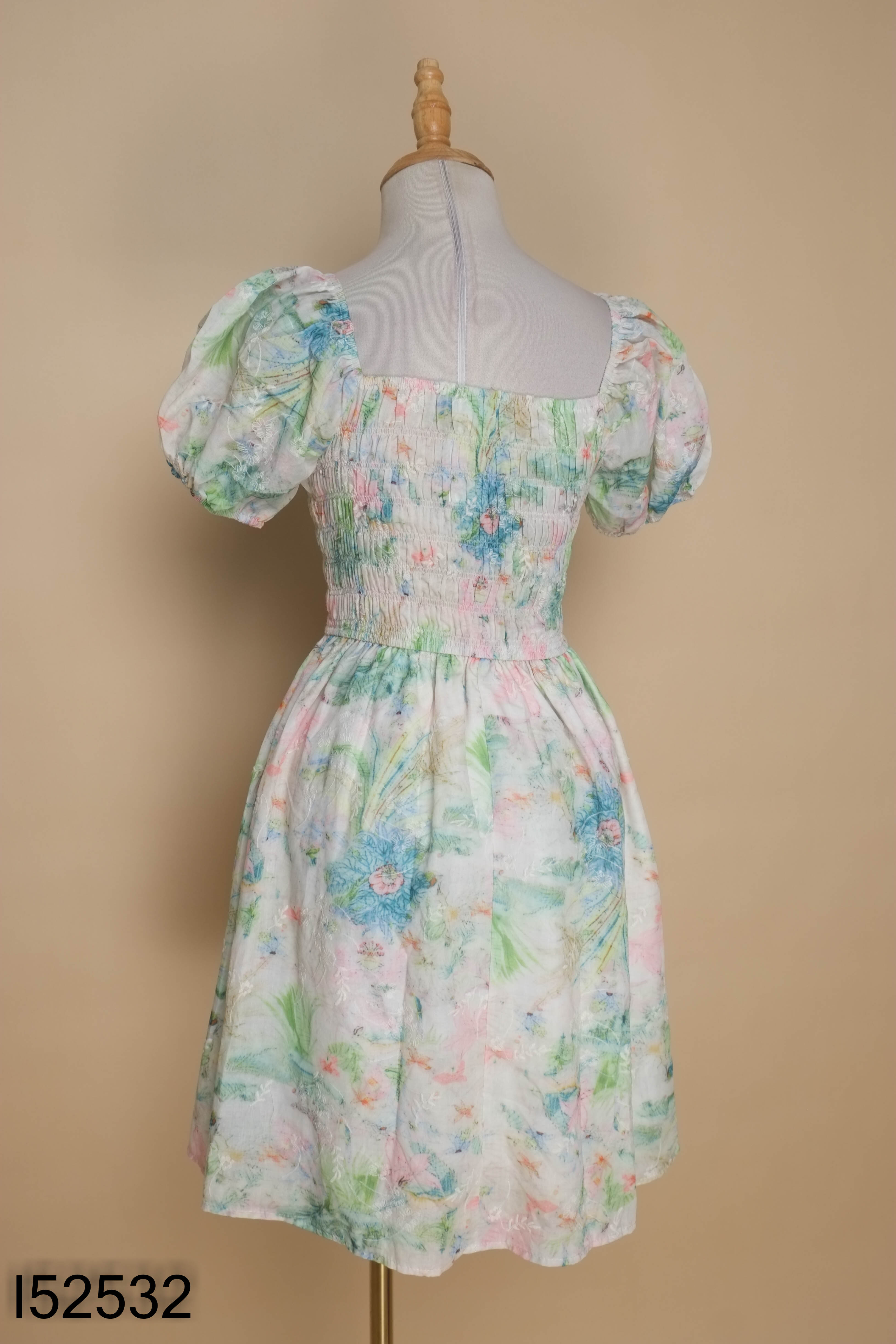 Váy be phối xanh hoa tay phồng