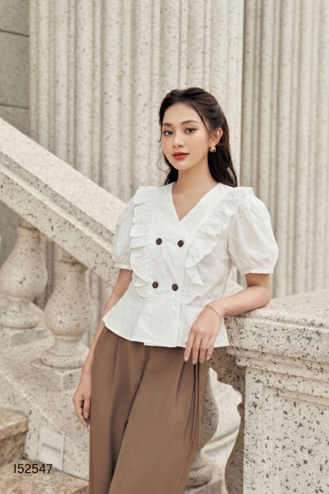 NEWTAG Áo MADELEN trắng be