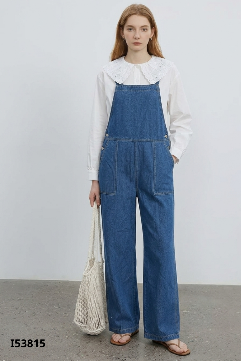 Jumpsuits xanh đậm ống suông