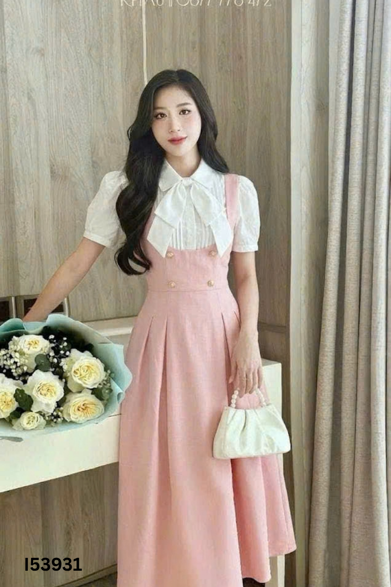 Váy TIIN hồng cổ sơ mi