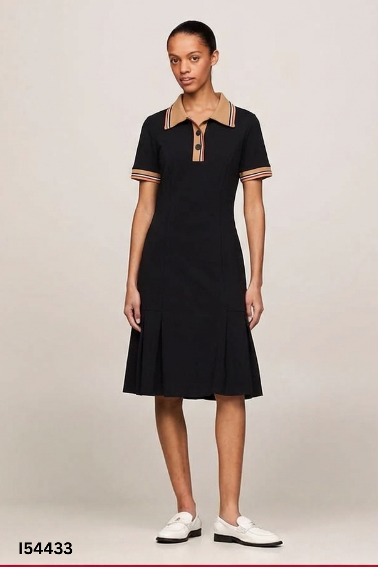 Váy TOMMY HILFIGER đen cổ nâu
