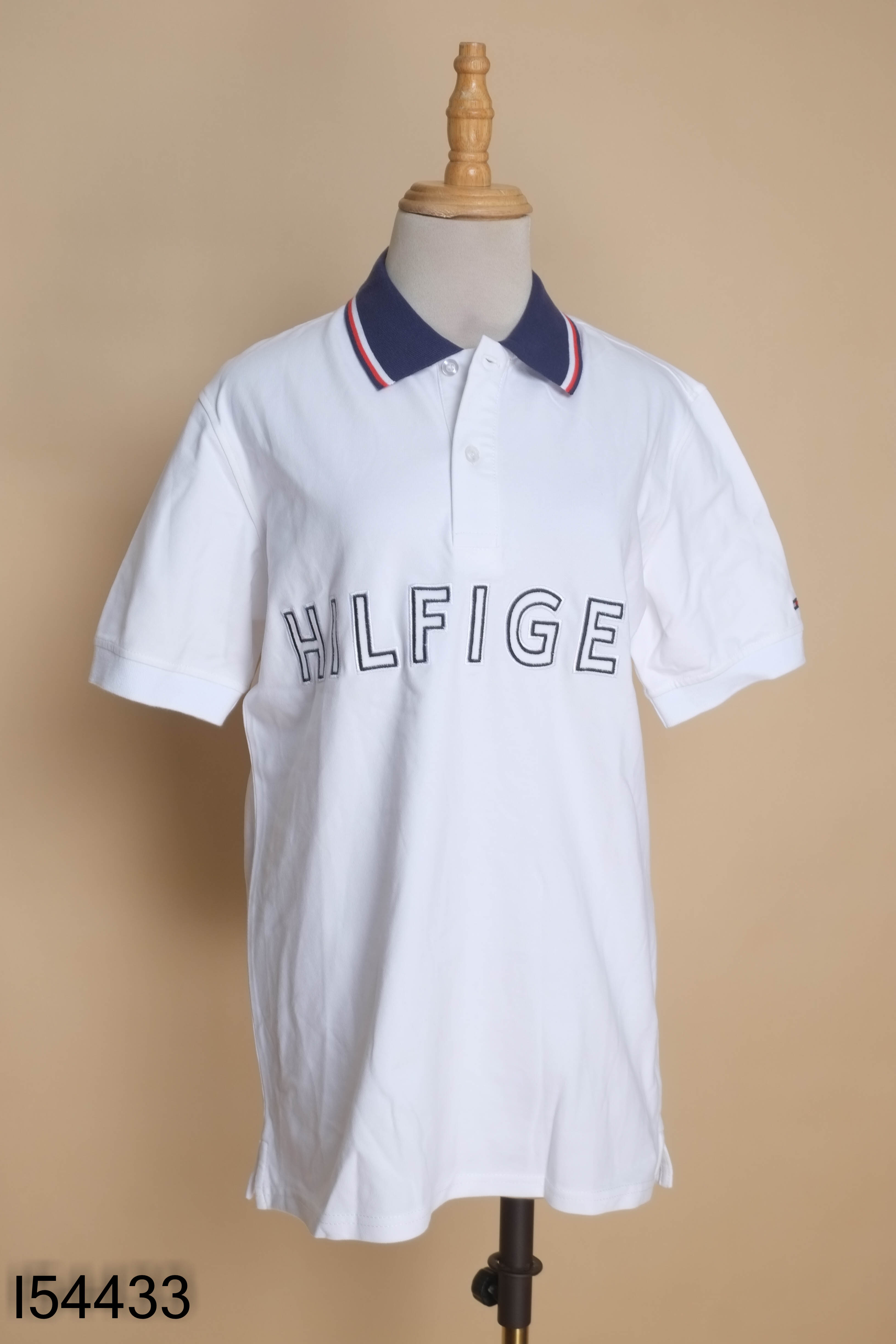 Áo polo TOMMY HILFIGER trắng cổ xanh