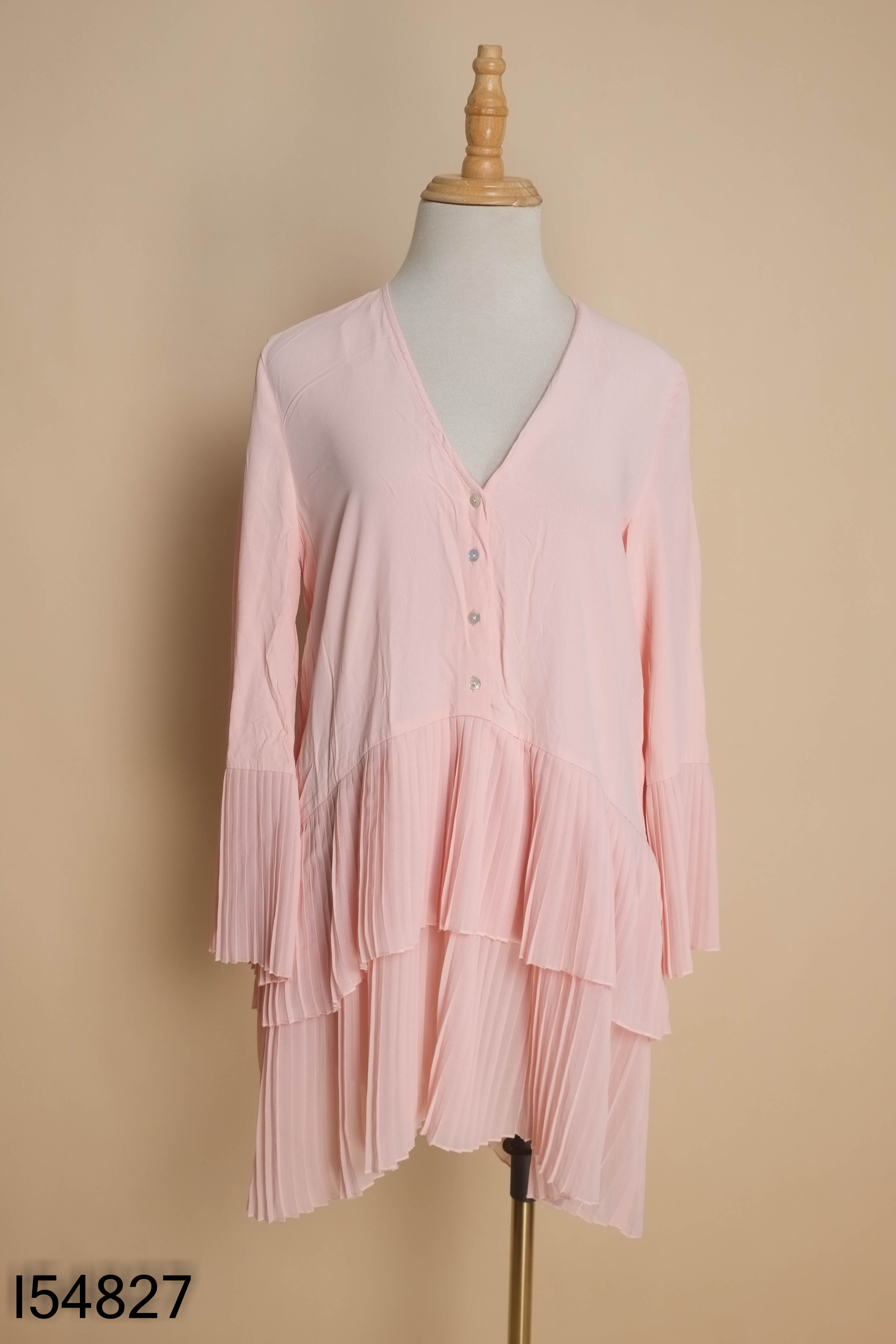 Váy ZARA hồng xếp ly