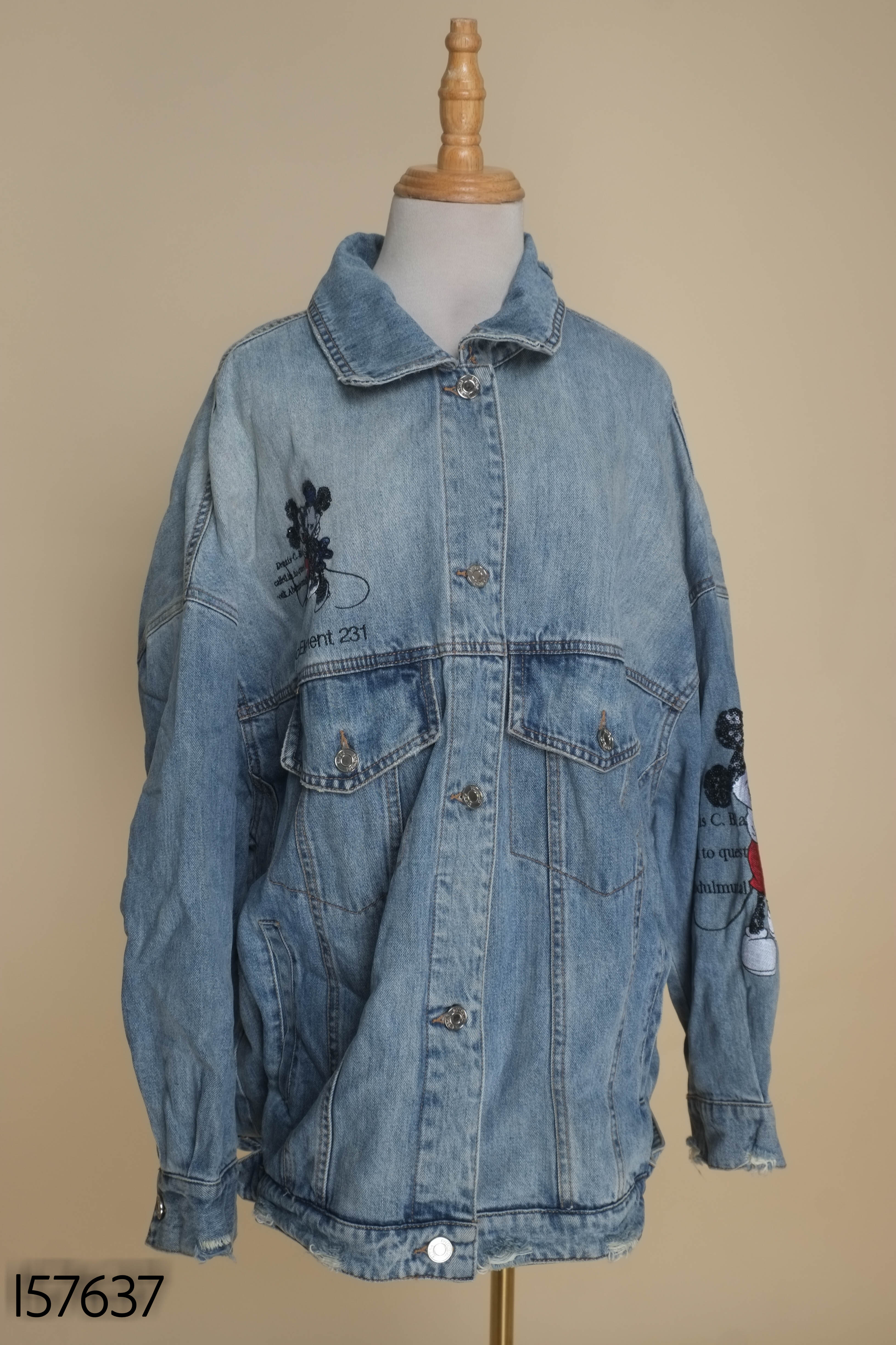 Áo khoác jeans xanh DESTON họa tiết