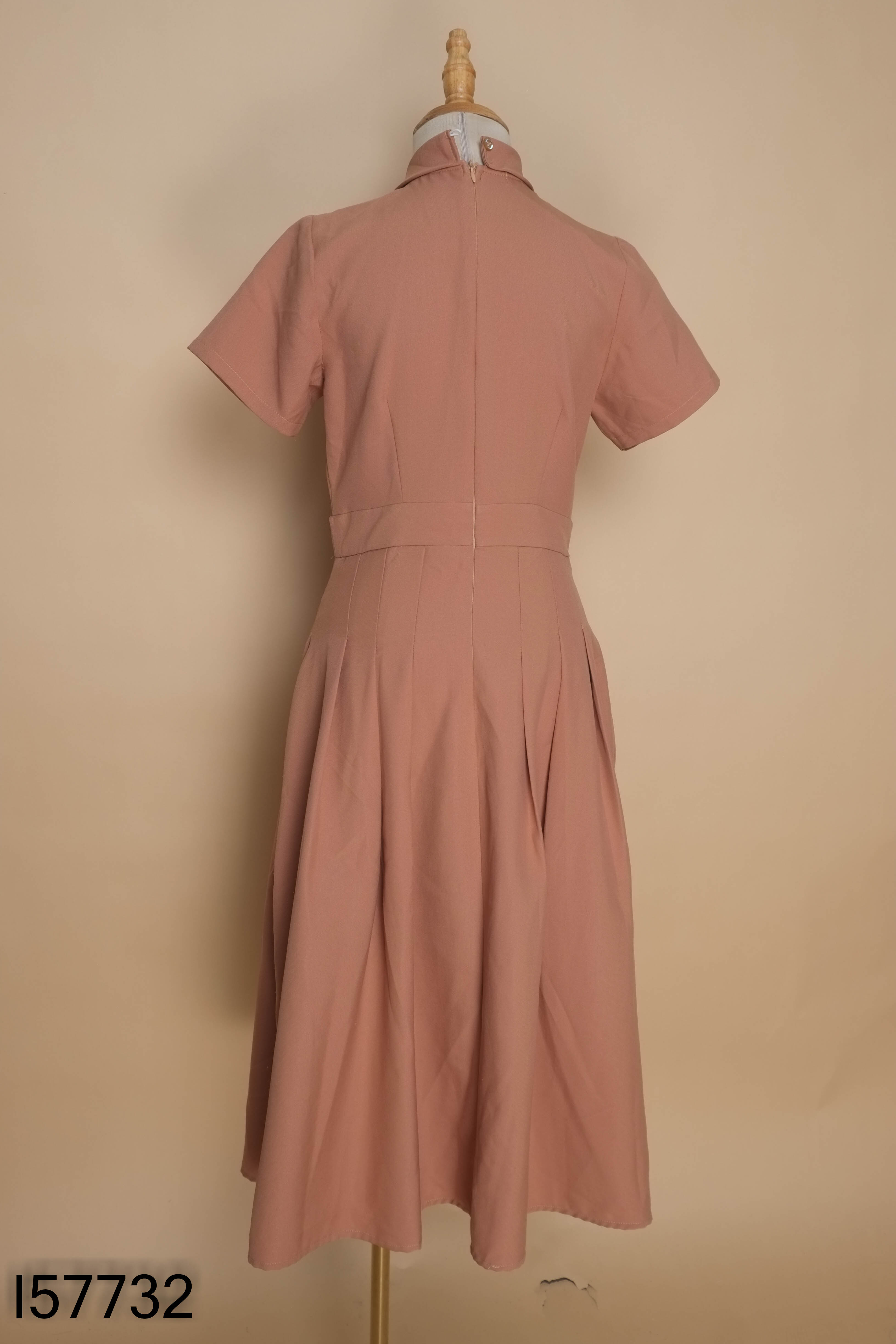 Váy hồng TU FASHION nơ cổ xếp li