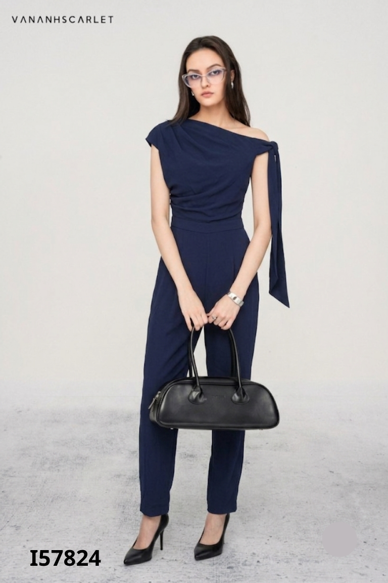 Jumpsuits quần VÂN ANH SCARLET xanh lệch vai