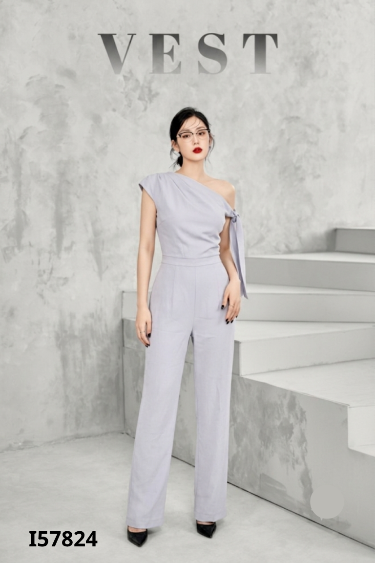 Jumpsuits quần VÂN ANH SCARLET xám lệch vai