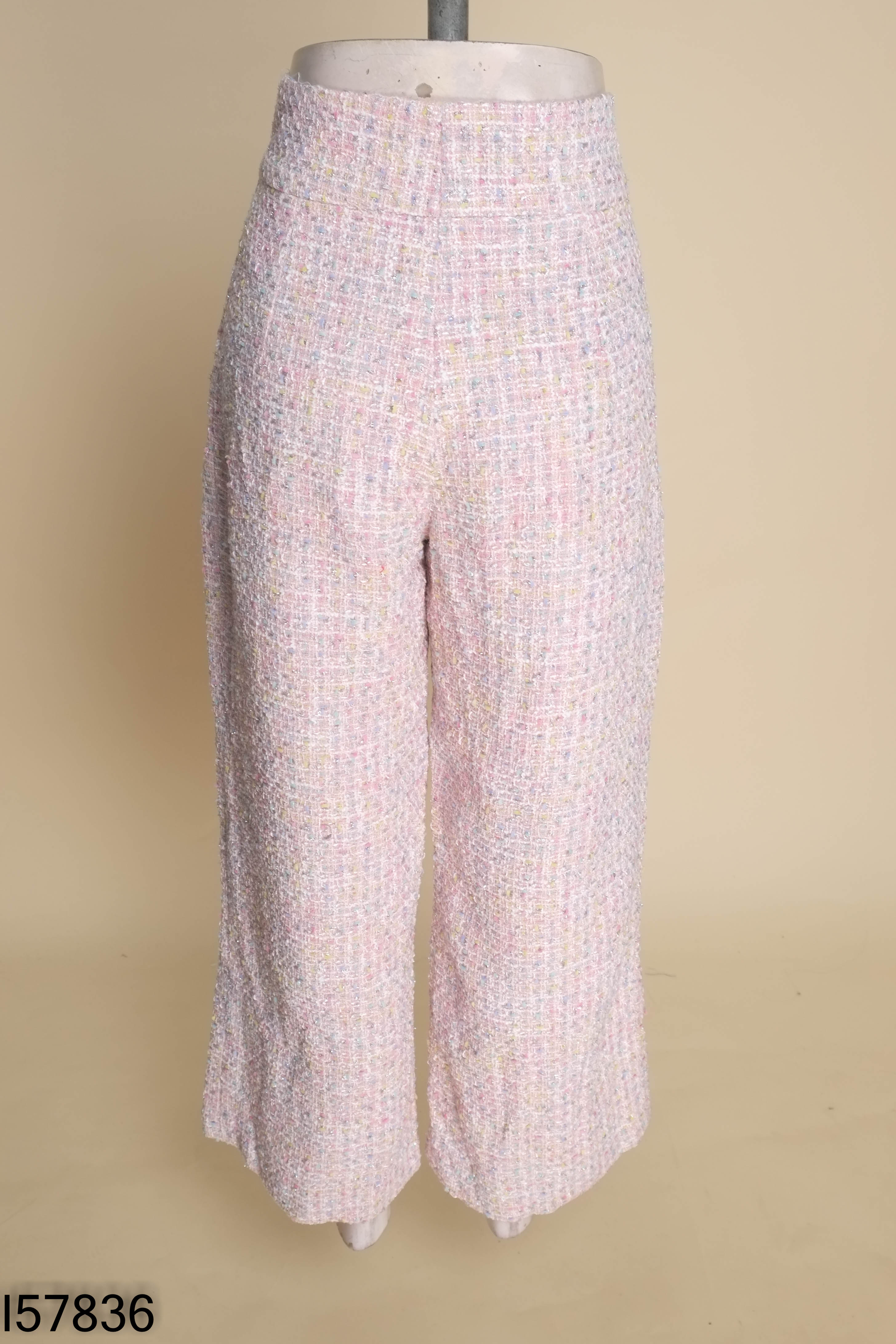 NEWTAG Quần tweed len hồng mix màu