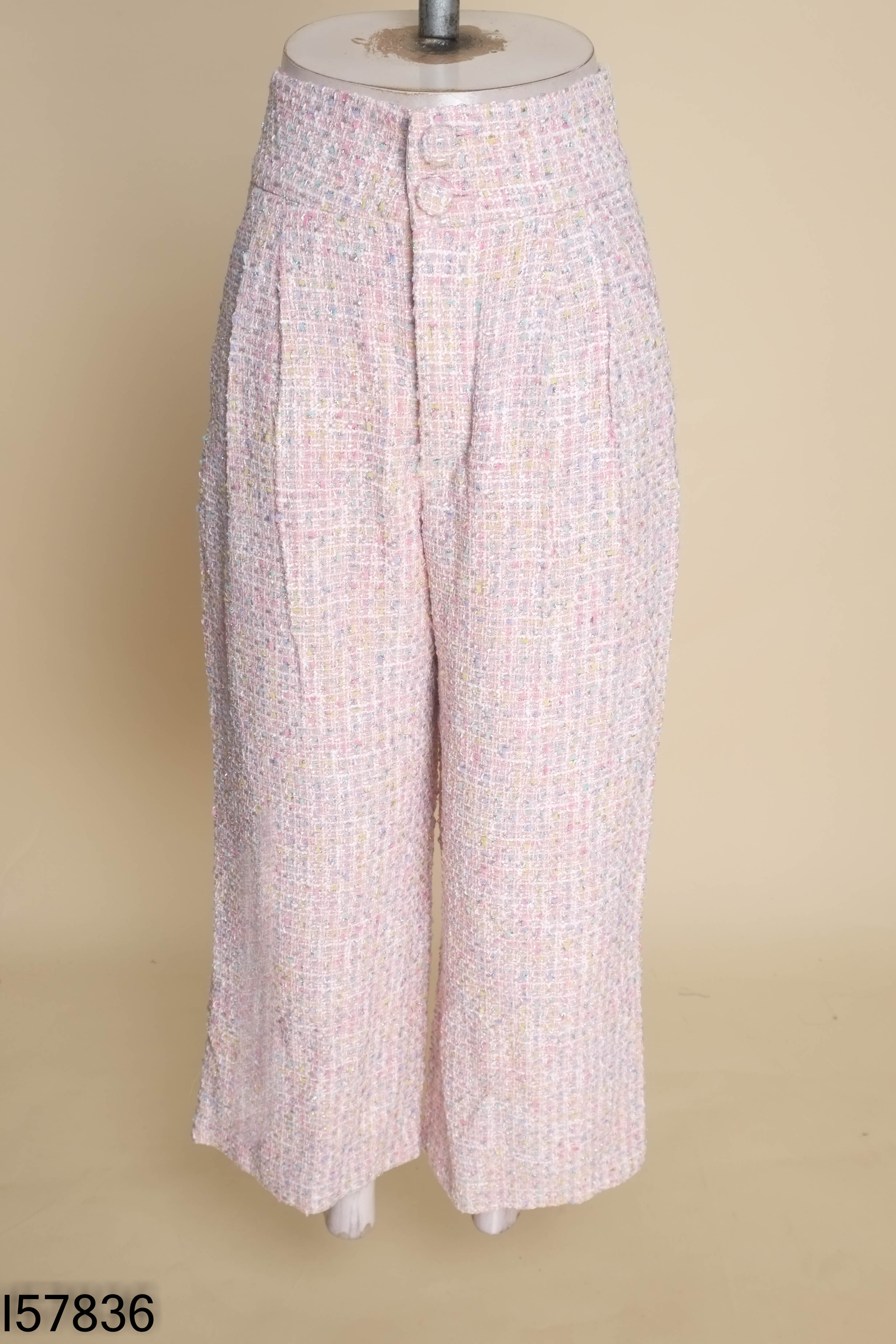 NEWTAG Quần tweed len hồng mix màu