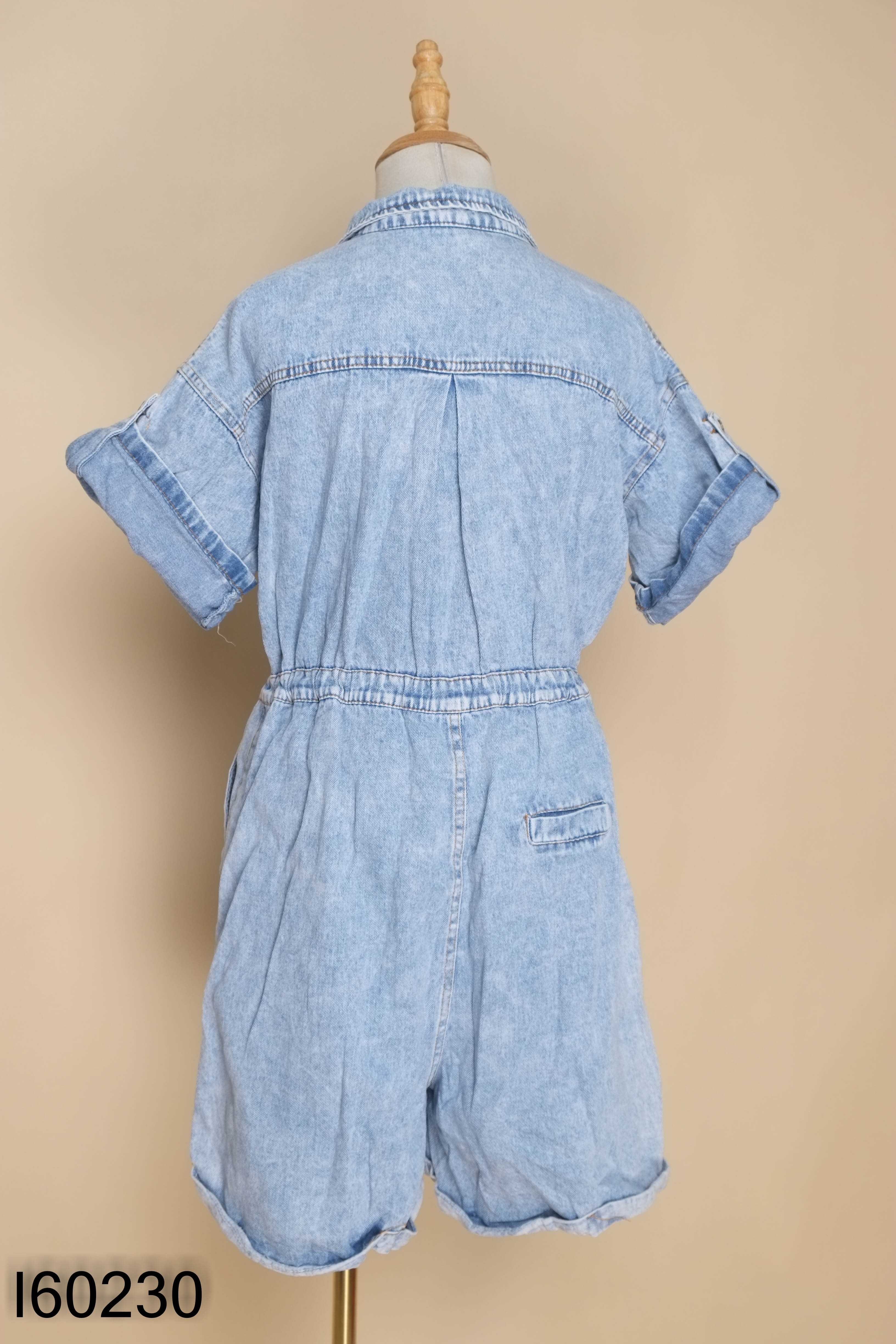 Váy jeans xanh rút eo
