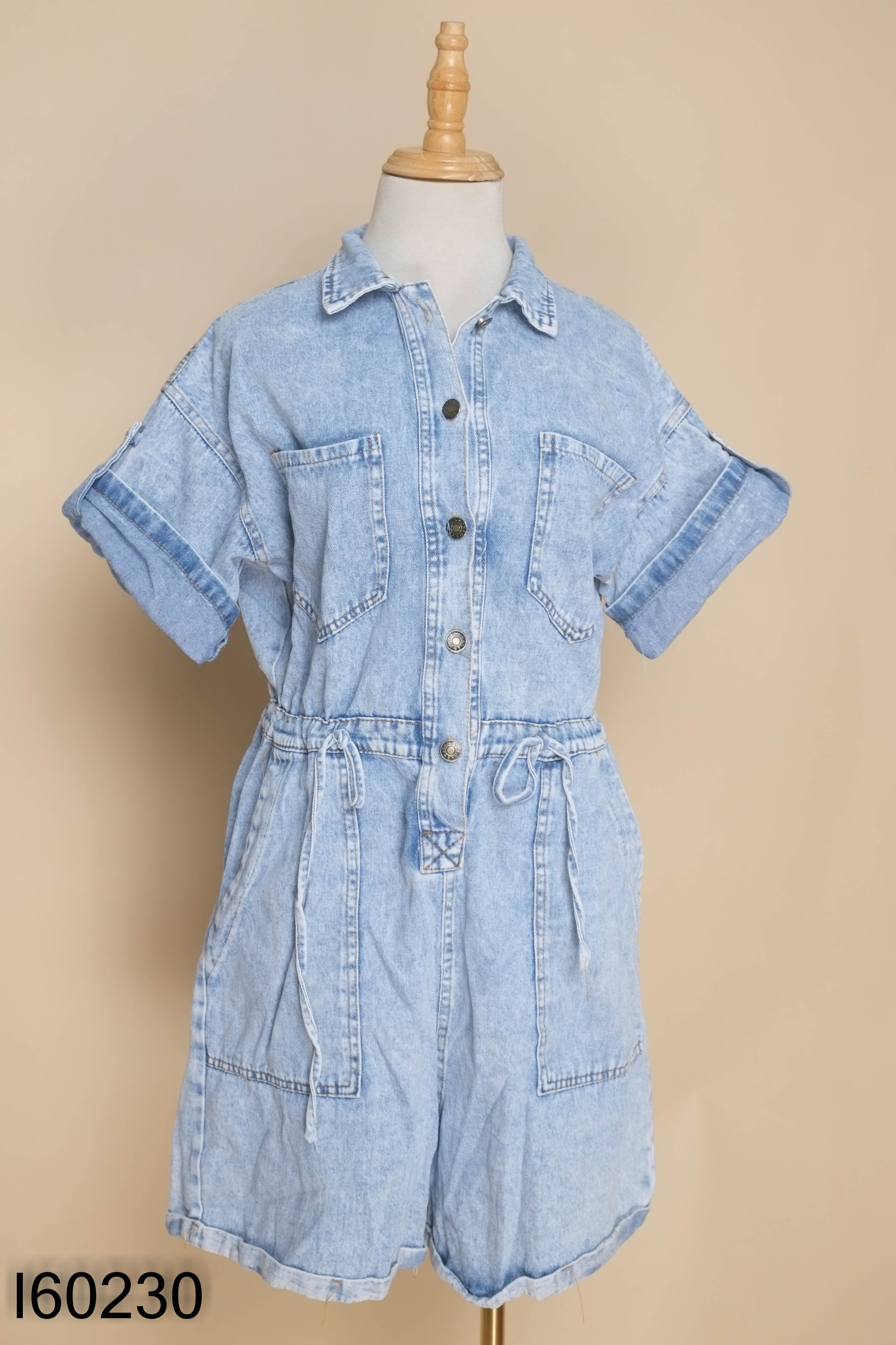 Váy jeans xanh rút eo