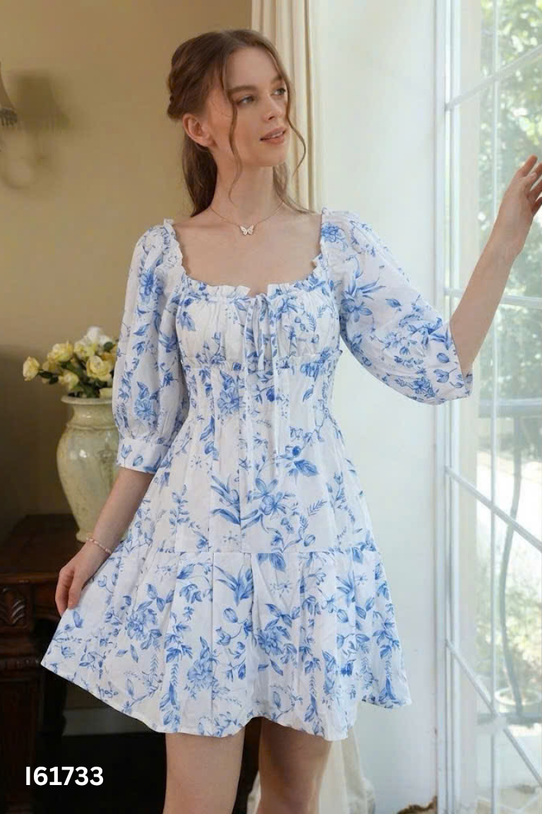 Váy trắng hoa trễ vai DOTTIE