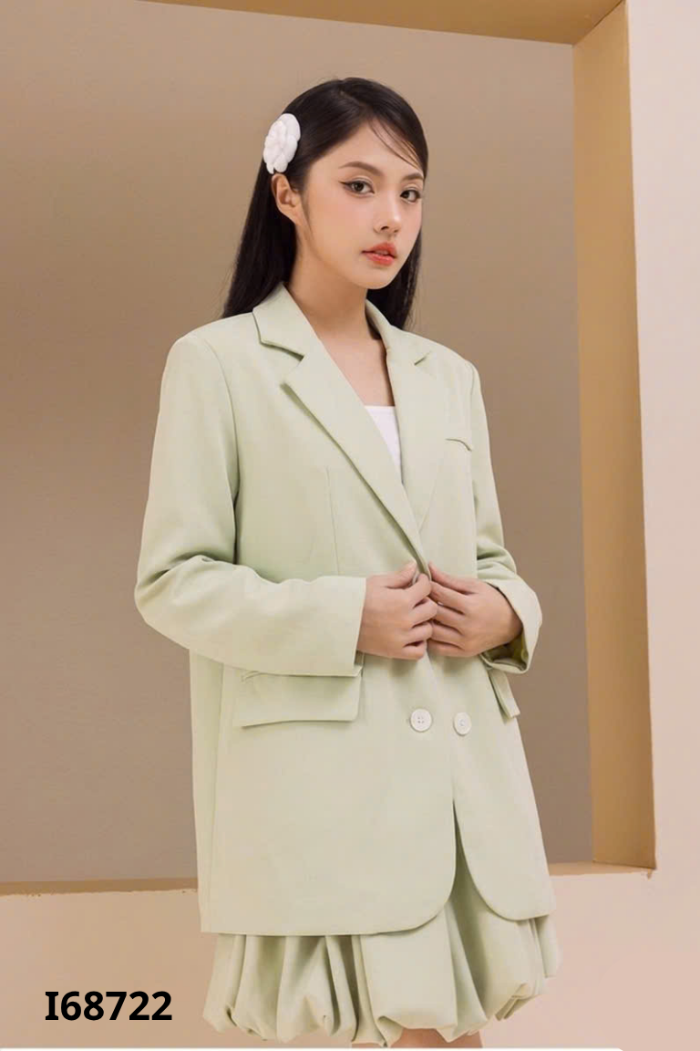 Áo blazer xanh 2 cúc