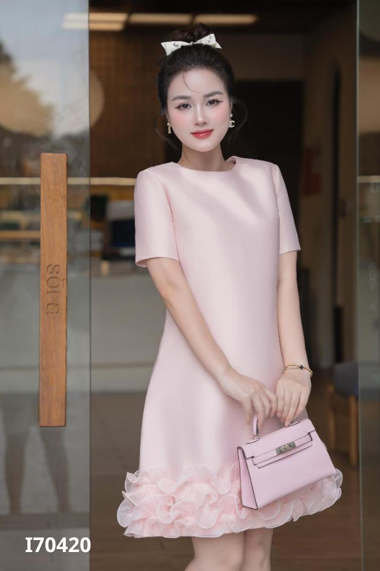 NEWTAG váy MOLY hồng mix bèo