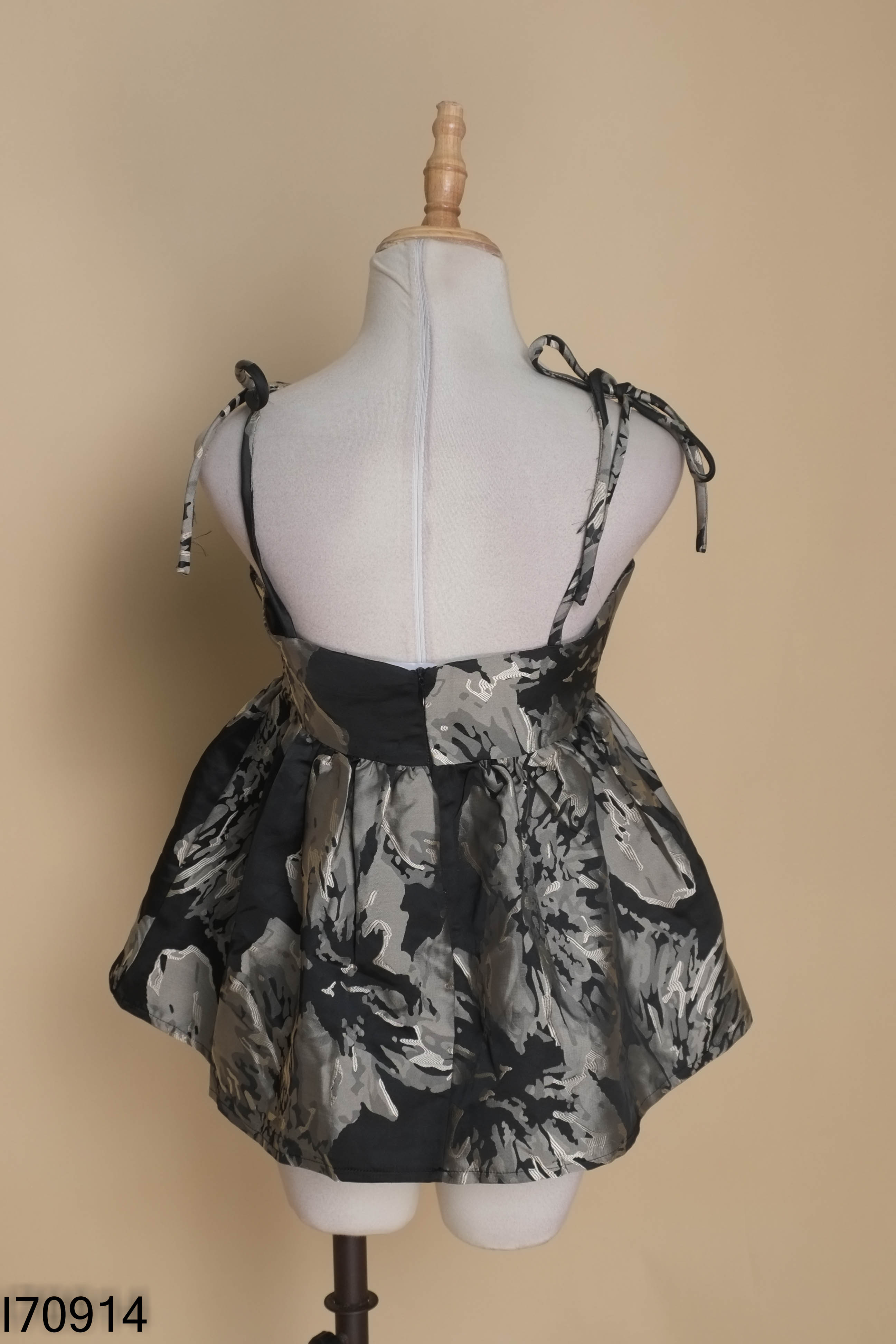 Áo babydoll 2 dây đen mix xám