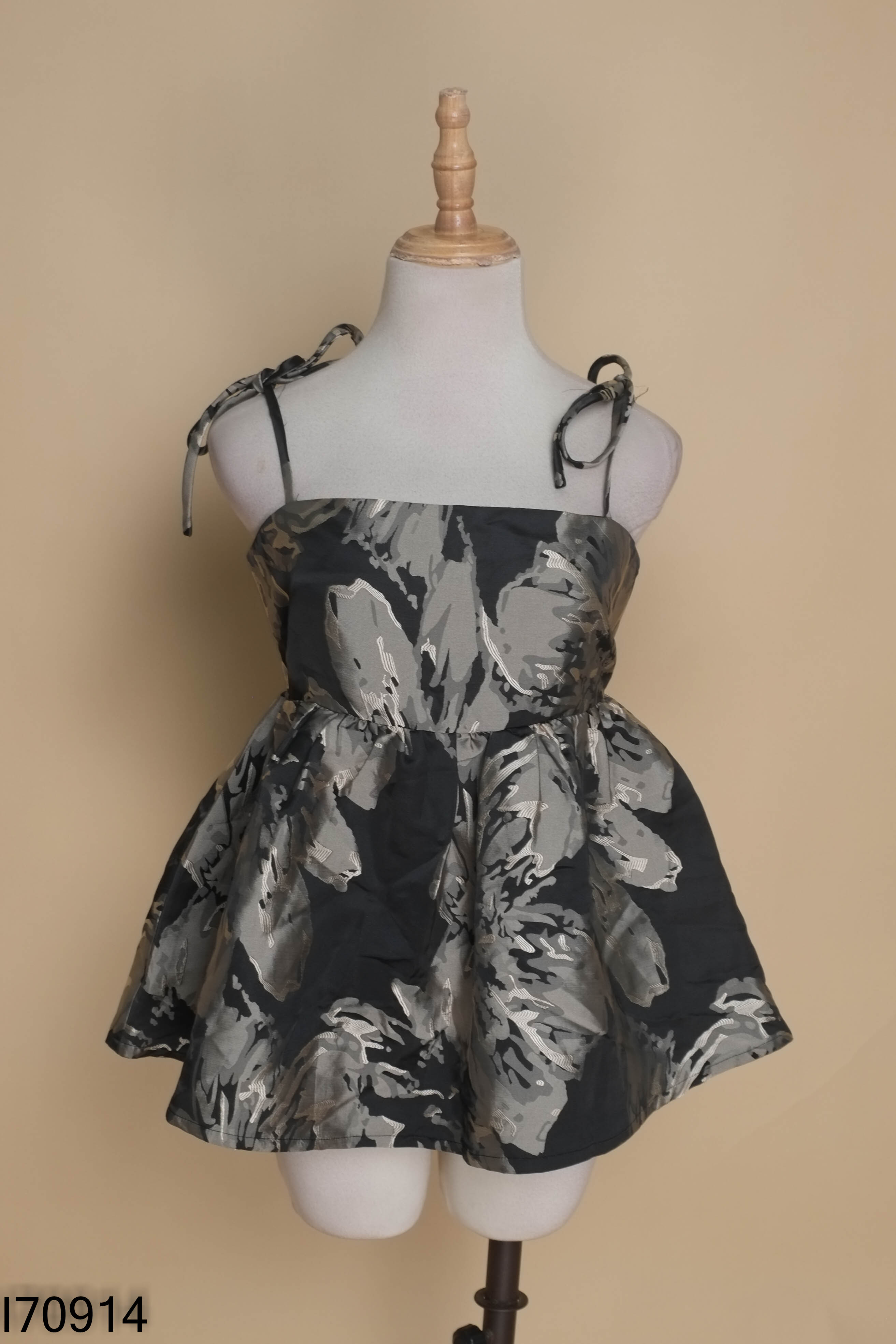 Áo babydoll 2 dây đen mix xám