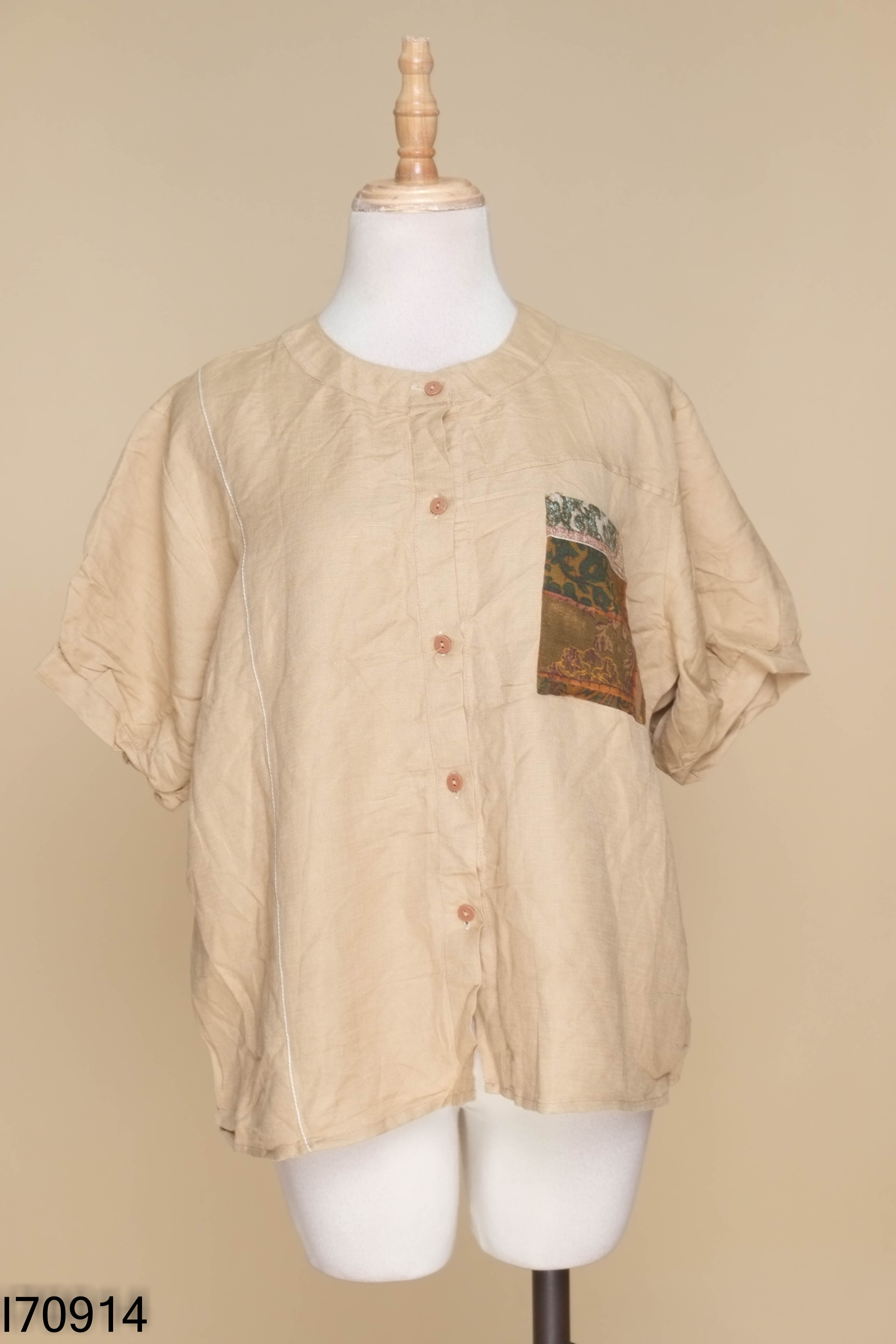 NEWTAG Áo linen nâu