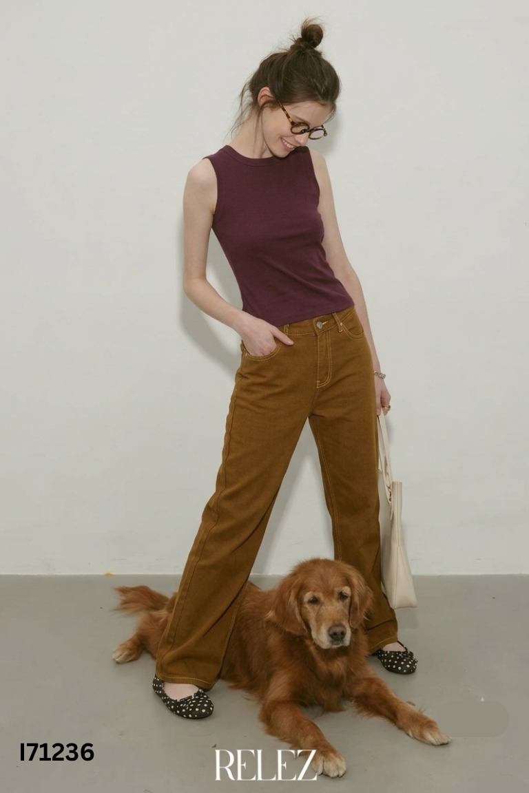 Quần jeans nâu trơn