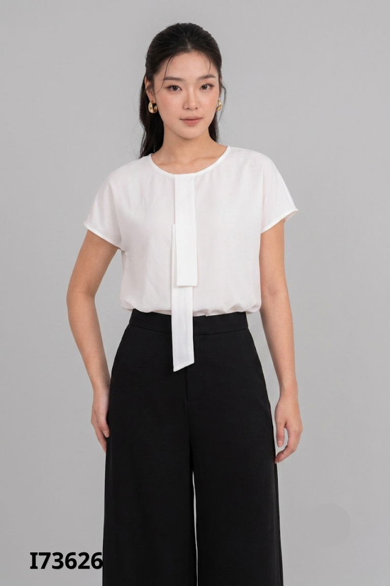 Áo trắng IVY LADIES phối kiểu