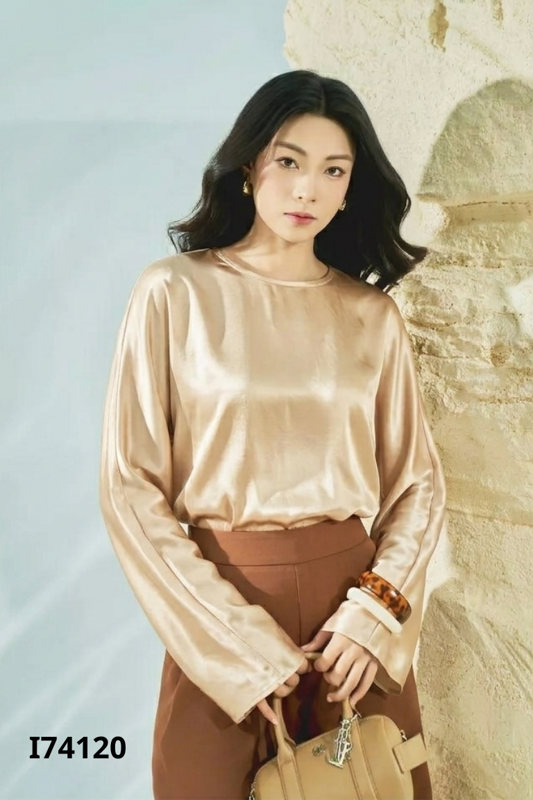 Áo lụa be trơn