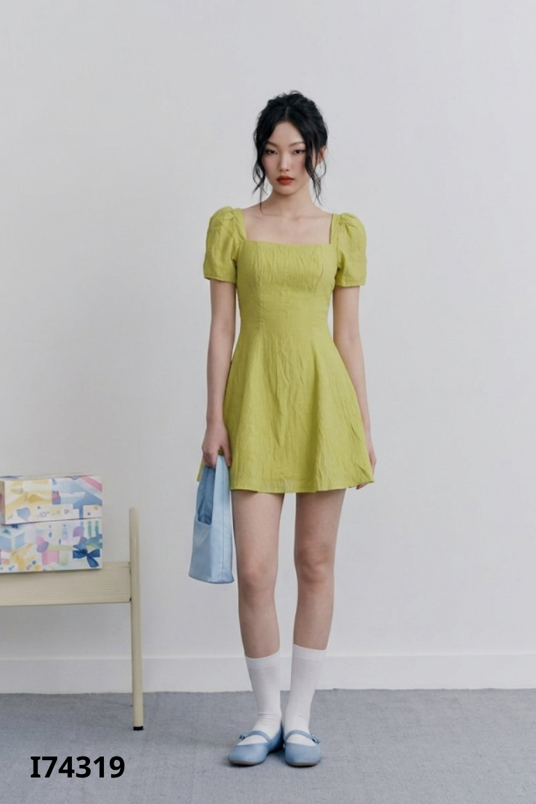 NEWTAG Váy xanh vàng OLV BOUTIQUE cổ vuông