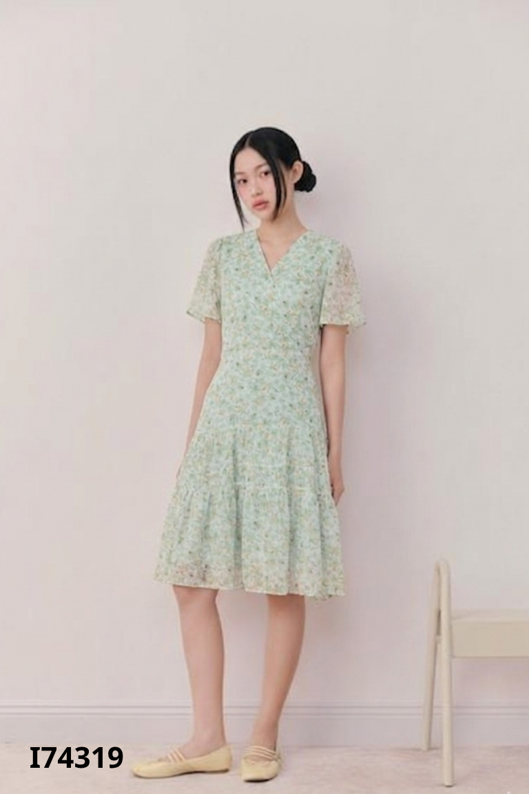 NEWTAG Váy xanh hoa OLV BOUTIQUE cổ V
