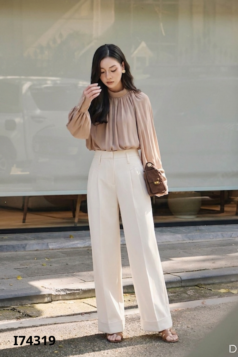 Quần be D.CHIC gấp gấu