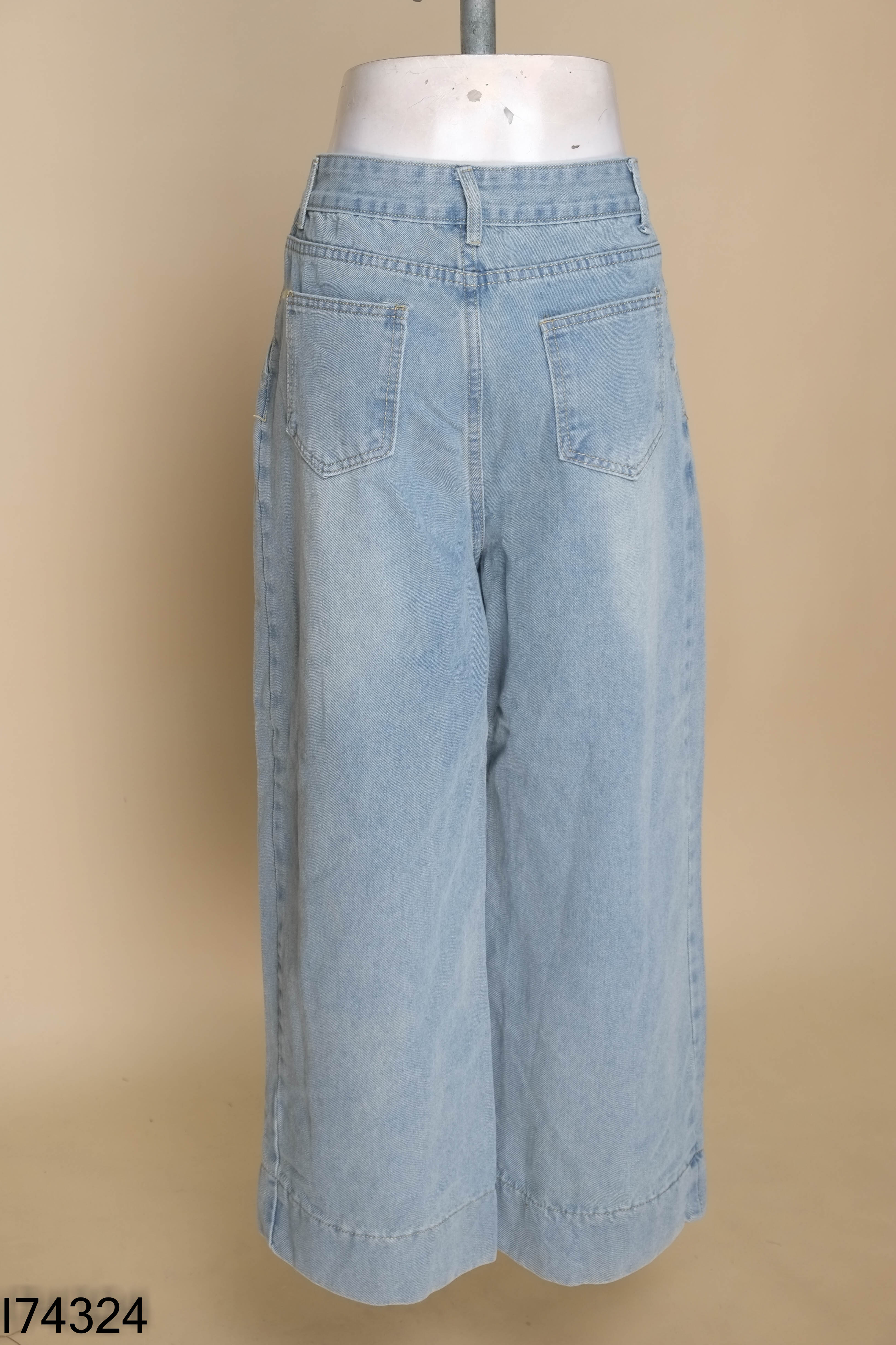 Quần jeans suông LAMMY DESIGN xanh trơn