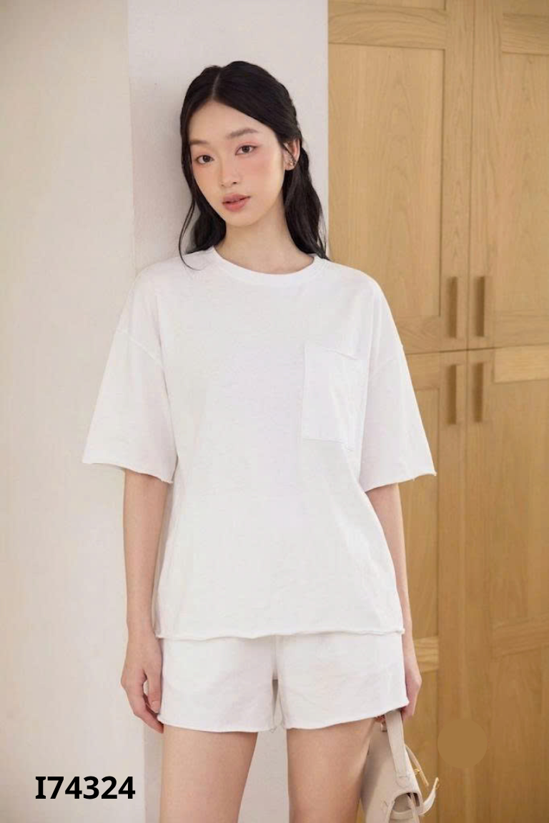 Set Áo trắng WEST trơn + quần shorts