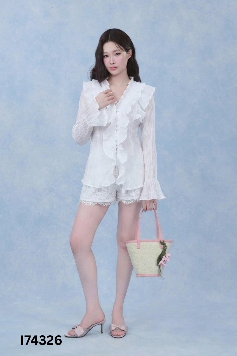 Áo trắng organza VEO'S BY KHANH trắng bèo