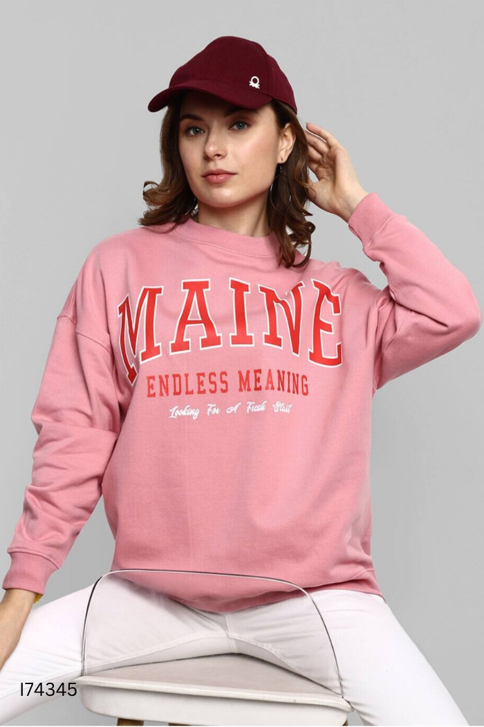 Áo nỉ PULL BEAR hồng in chữ (xù nhẹ)