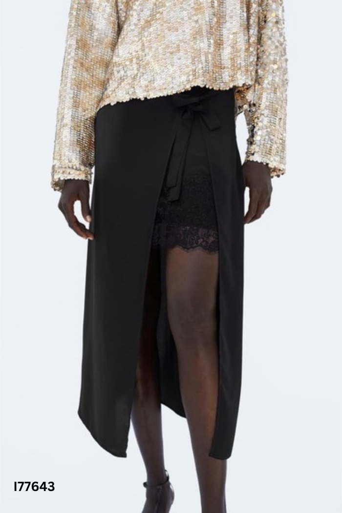Chân váy ZARA đen phối ren