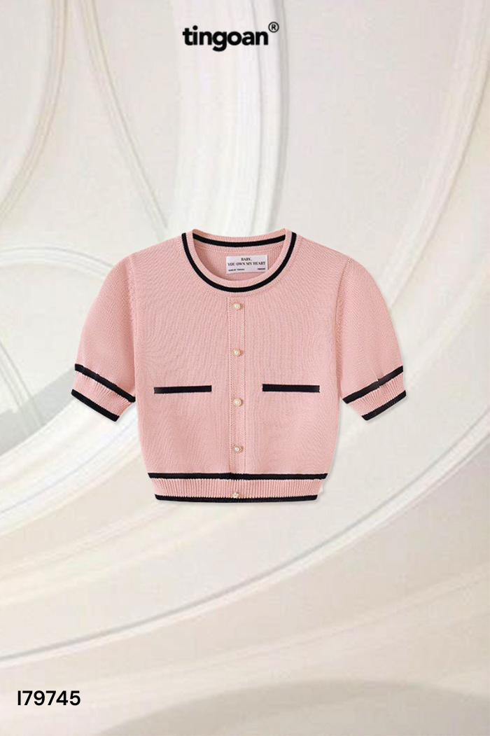 Áo len croptop TIN NGOAN hồng