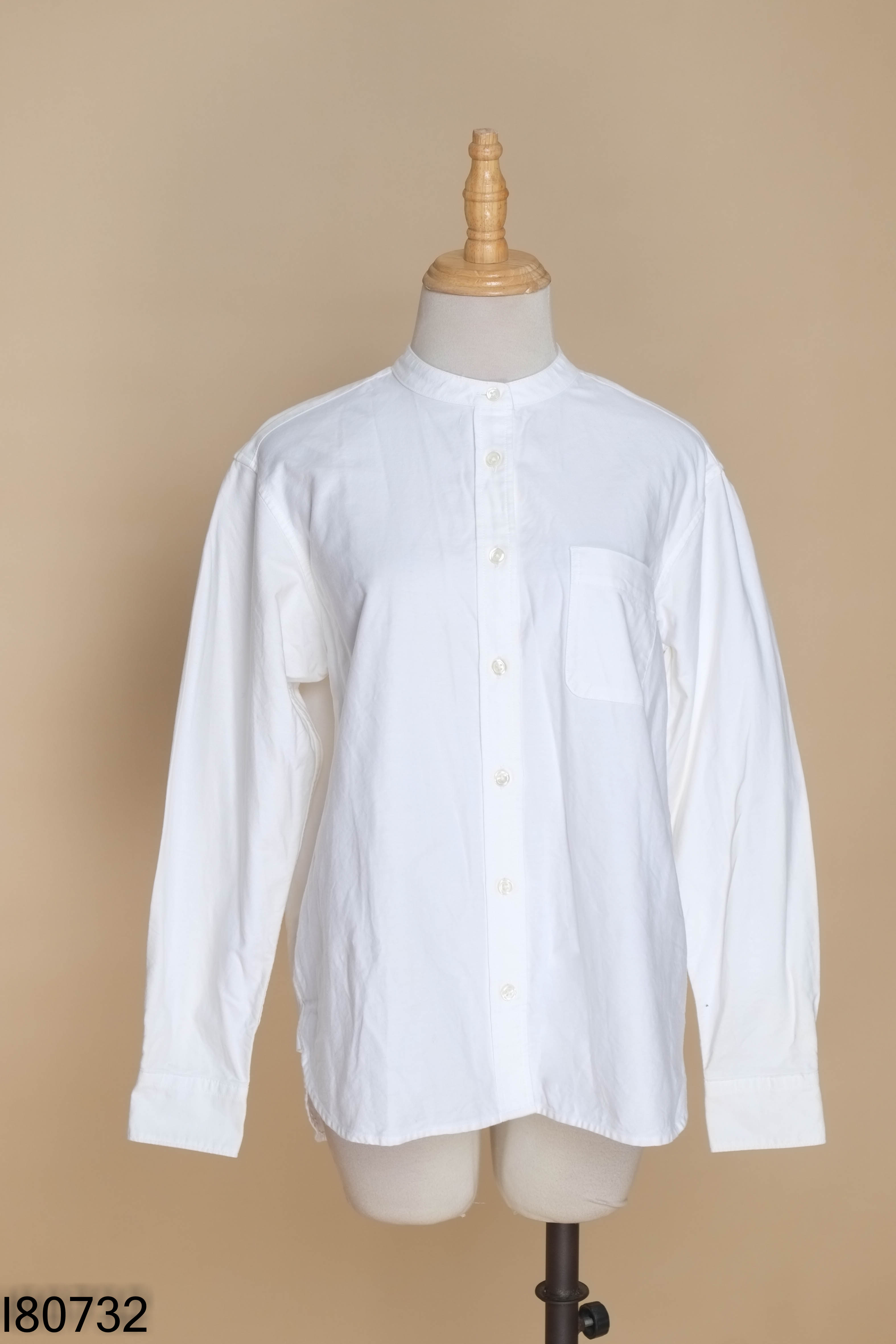 Áo sơ mi MUJI kem cổ tàu