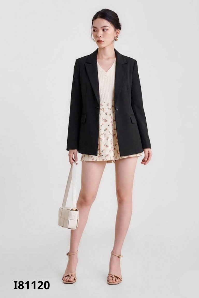 Áo blazer thiết kế đen trơn