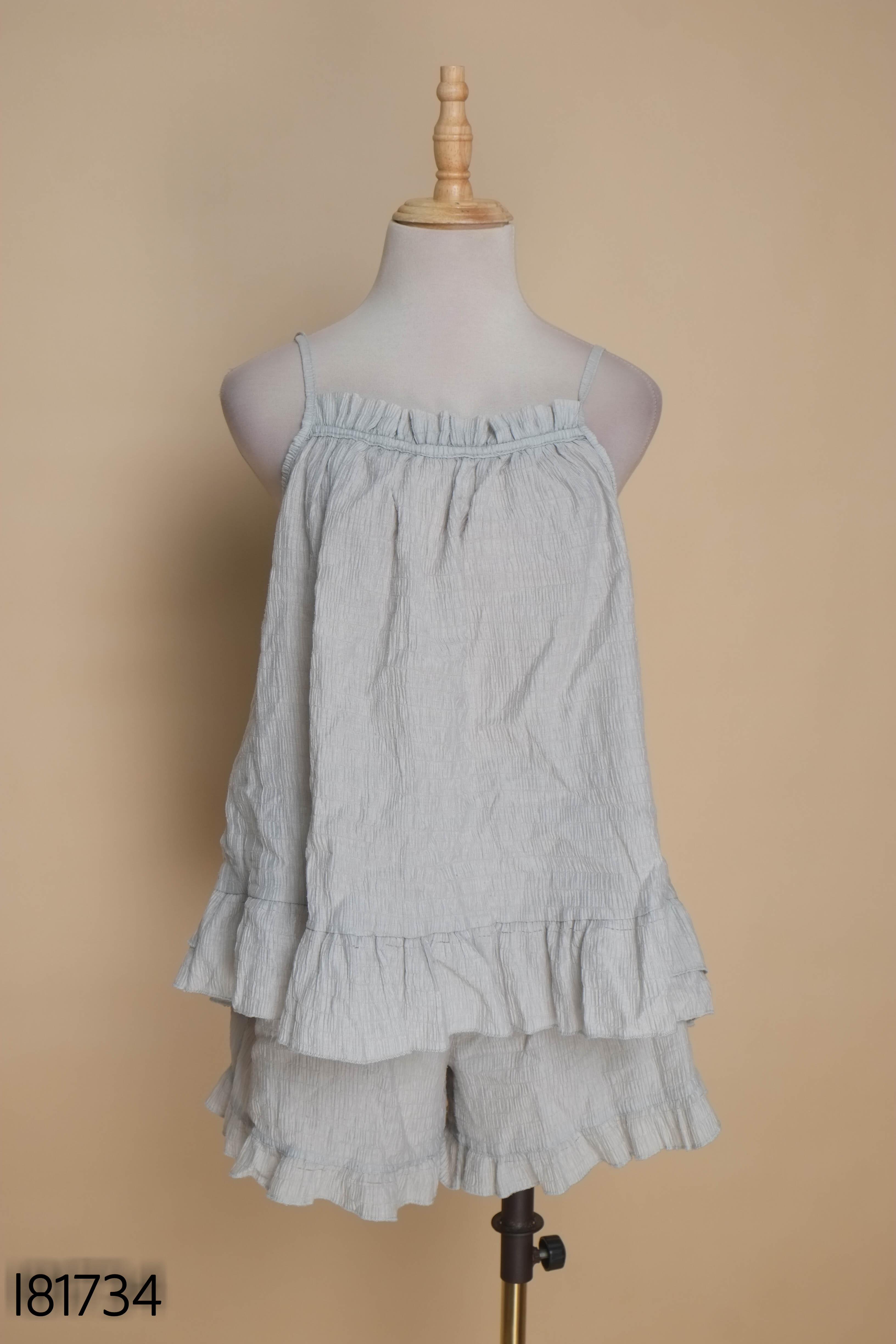 Set áo hai dây + quần short xanh min