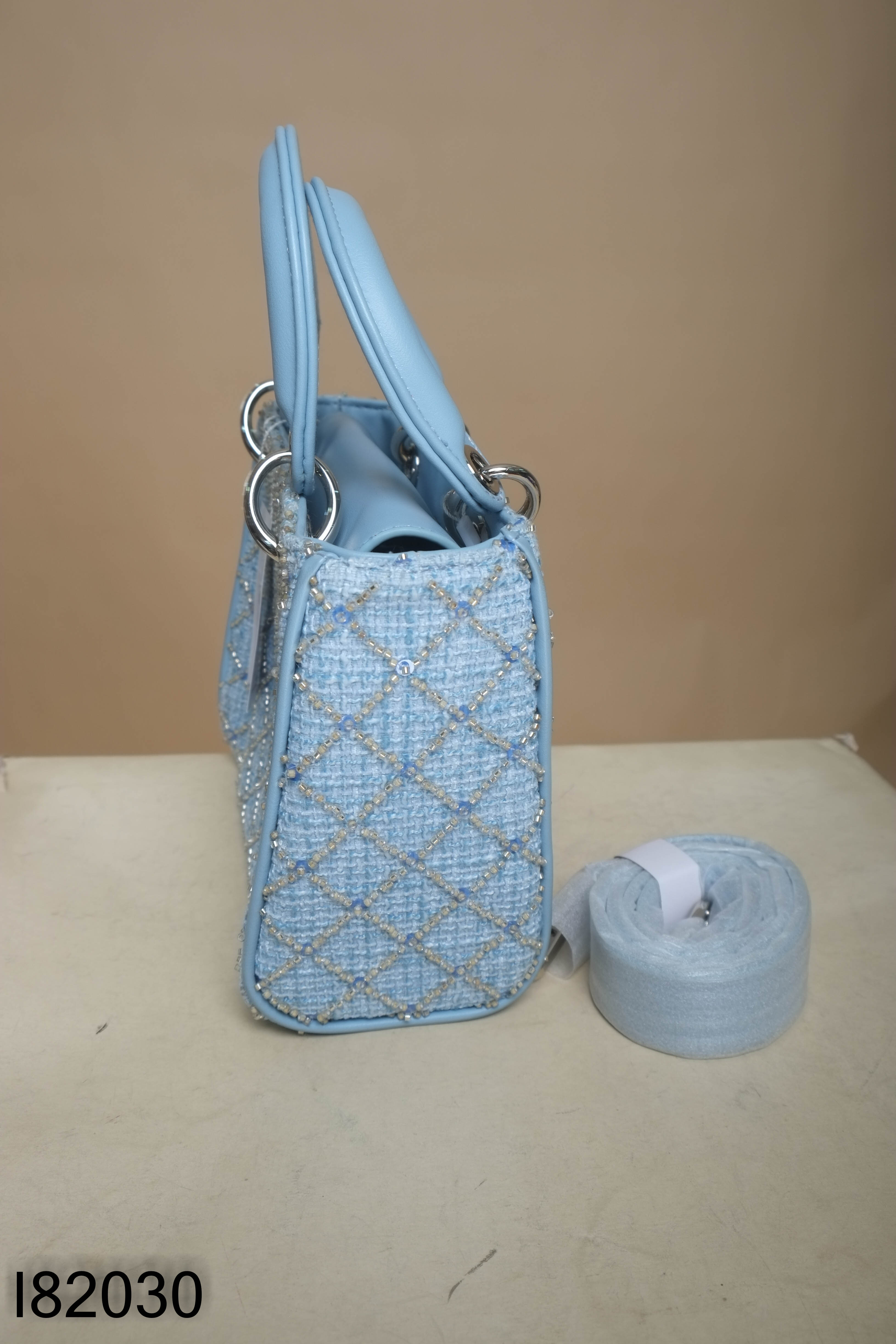 NEWTAG Túi xách dạ tweed xanh