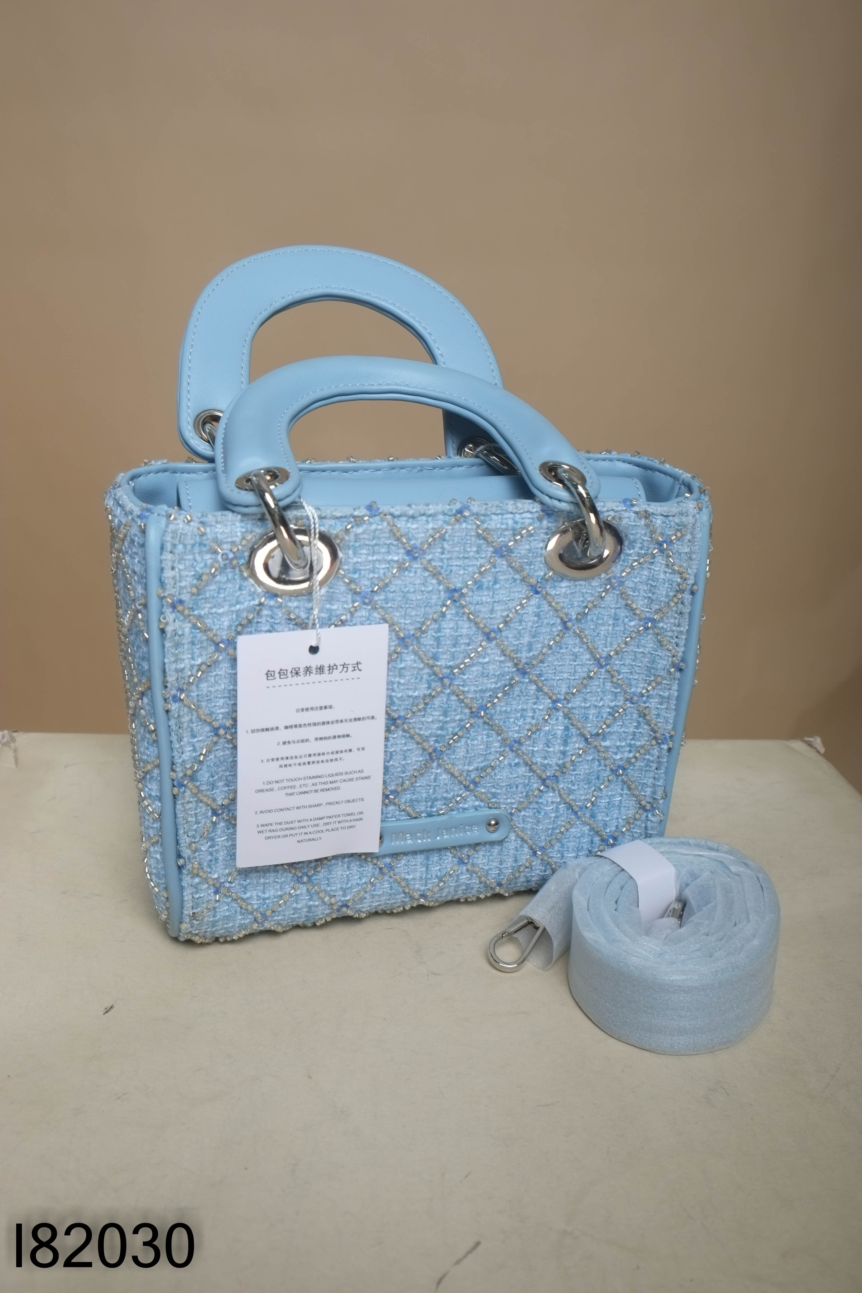 NEWTAG Túi xách dạ tweed xanh