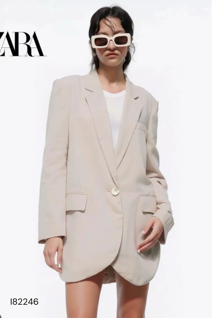 Áo blazer mỏng ZARA be trơn