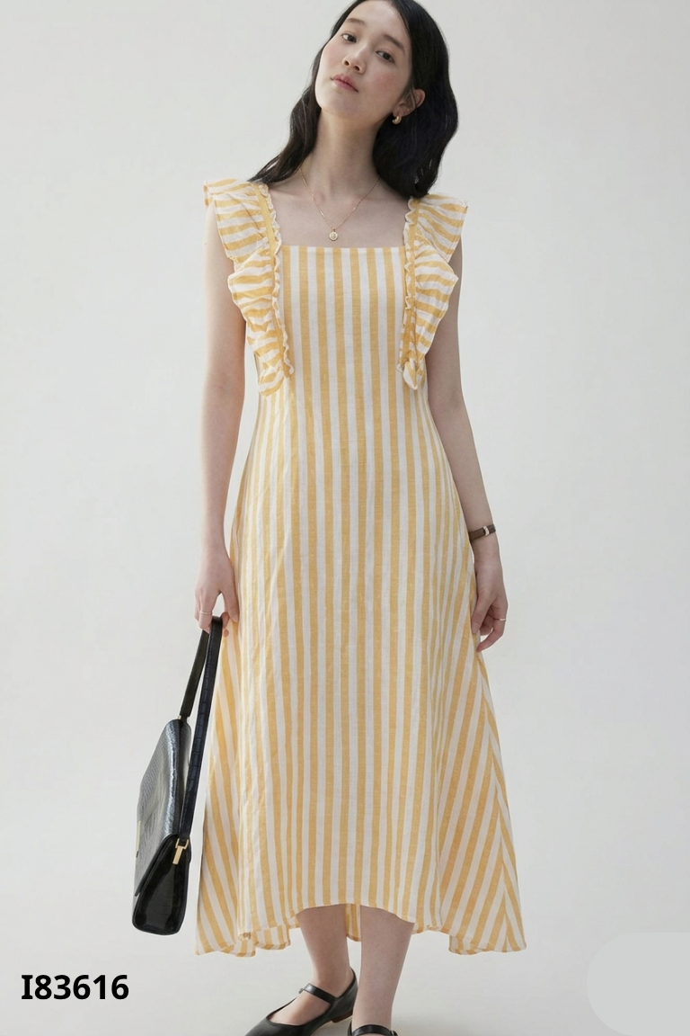 Váy linen LAANDLIN be sọc vàng