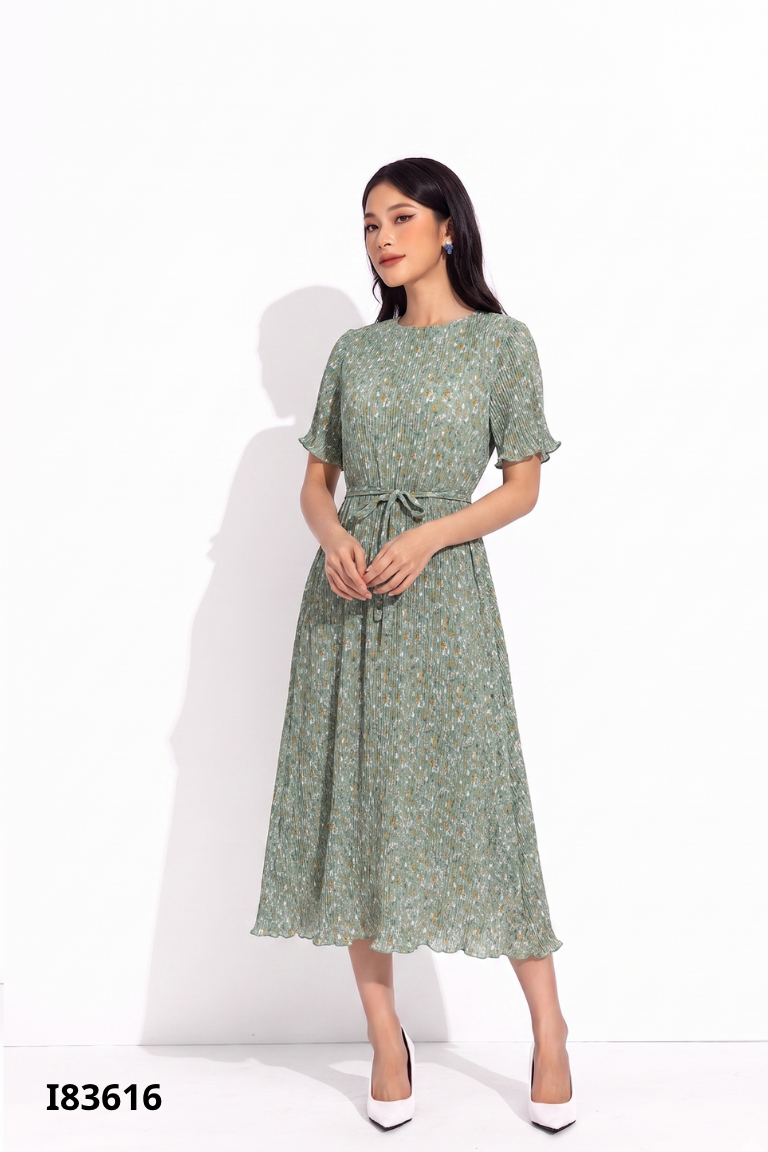 Váy xanh hoa BACIAMI BLOOM dập ly