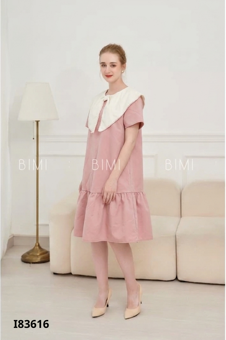 Váy hồng BIMI cổ be nơ