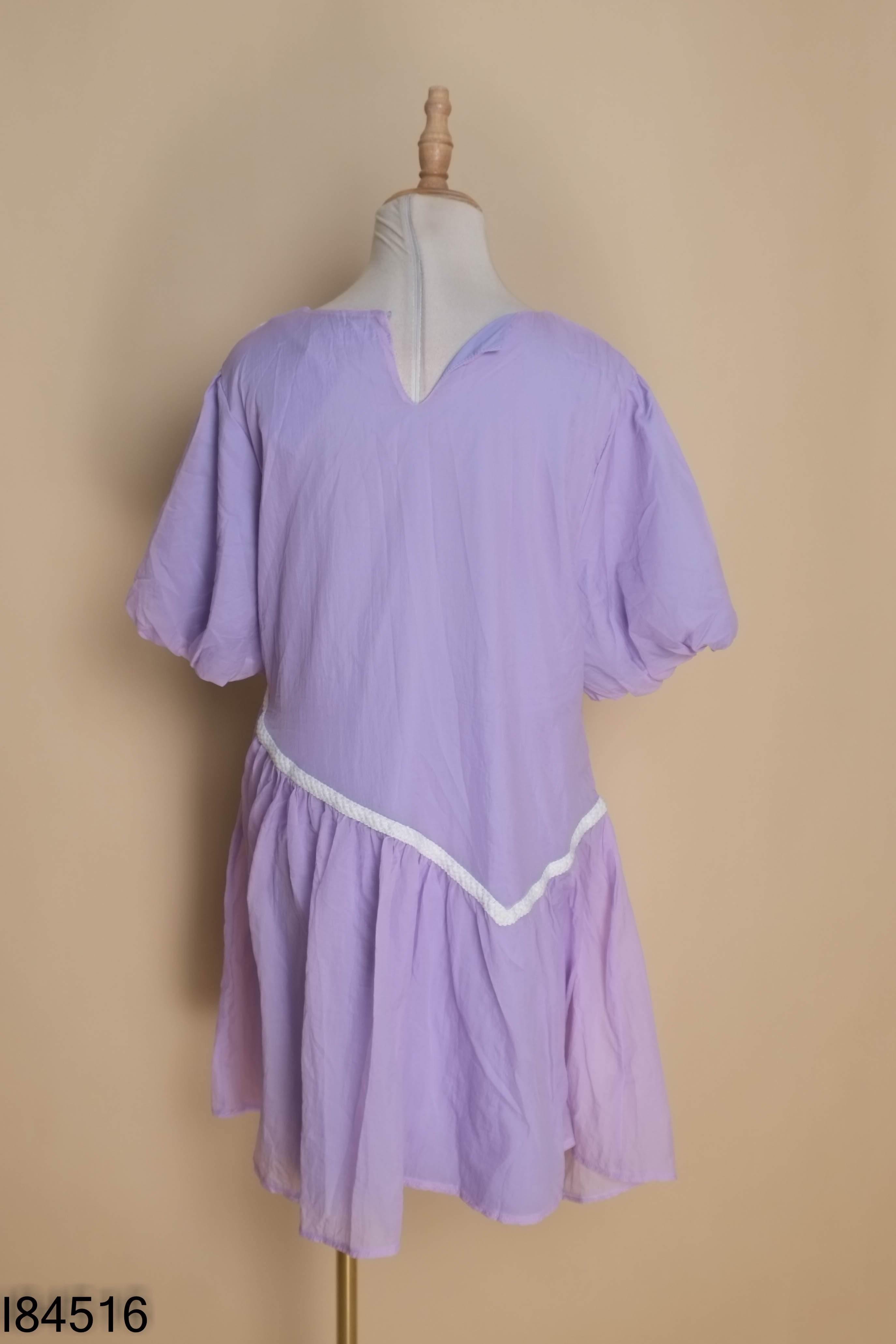 Váy babydoll tím cổ tròn